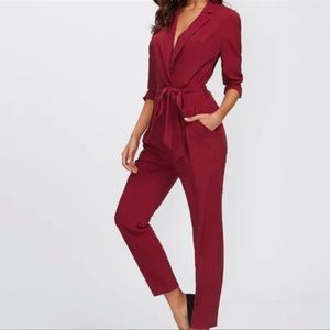 Wine red burgundy wrap jumpsuit